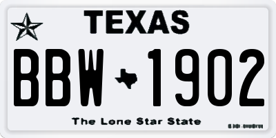 TX license plate BBW1902