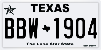 TX license plate BBW1904