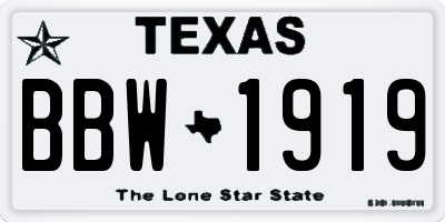 TX license plate BBW1919