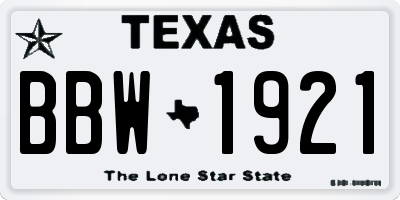 TX license plate BBW1921