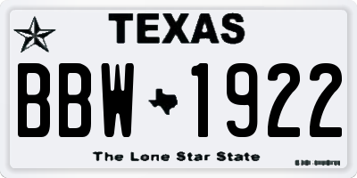 TX license plate BBW1922