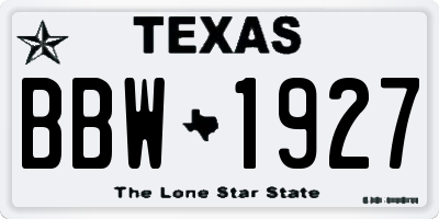 TX license plate BBW1927