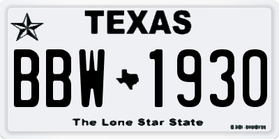 TX license plate BBW1930