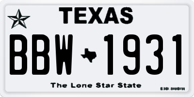 TX license plate BBW1931