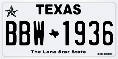 TX license plate BBW1936