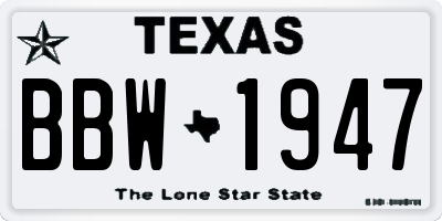 TX license plate BBW1947