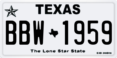 TX license plate BBW1959