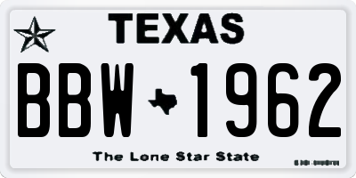 TX license plate BBW1962