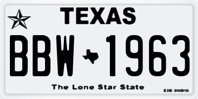 TX license plate BBW1963