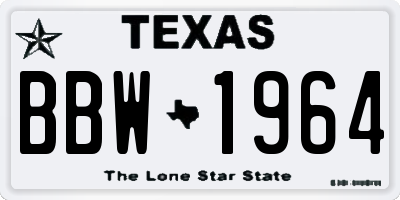 TX license plate BBW1964