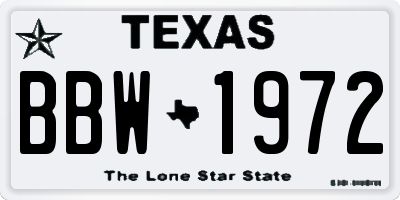 TX license plate BBW1972