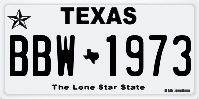 TX license plate BBW1973