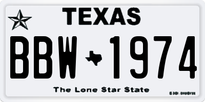 TX license plate BBW1974