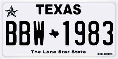 TX license plate BBW1983
