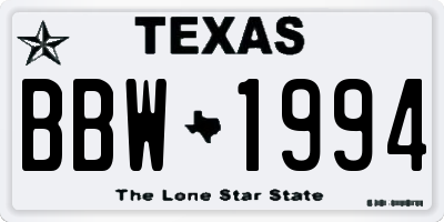 TX license plate BBW1994