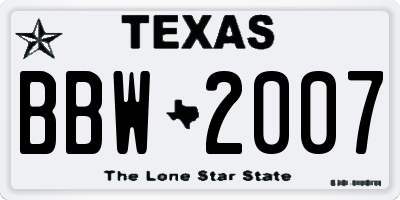 TX license plate BBW2007