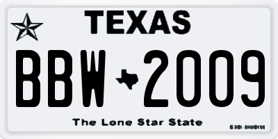 TX license plate BBW2009