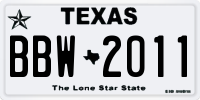 TX license plate BBW2011
