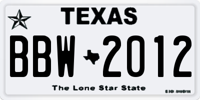 TX license plate BBW2012
