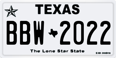 TX license plate BBW2022