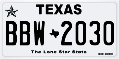 TX license plate BBW2030