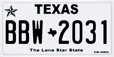 TX license plate BBW2031
