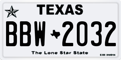 TX license plate BBW2032
