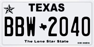TX license plate BBW2040