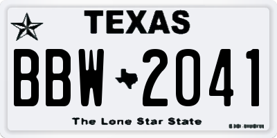TX license plate BBW2041