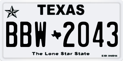 TX license plate BBW2043