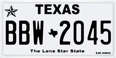 TX license plate BBW2045