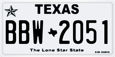 TX license plate BBW2051