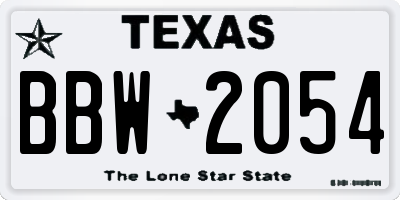 TX license plate BBW2054