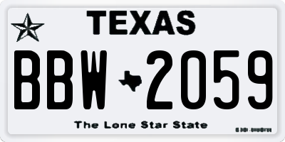 TX license plate BBW2059