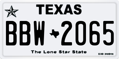 TX license plate BBW2065