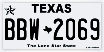 TX license plate BBW2069