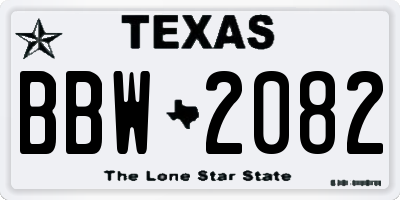 TX license plate BBW2082