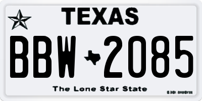 TX license plate BBW2085