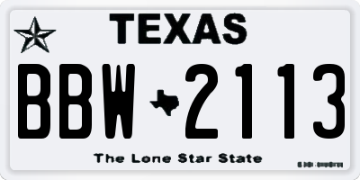 TX license plate BBW2113