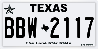 TX license plate BBW2117