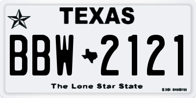 TX license plate BBW2121