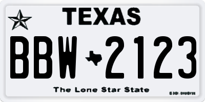 TX license plate BBW2123