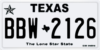 TX license plate BBW2126