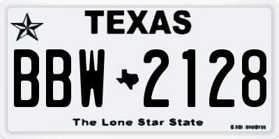 TX license plate BBW2128