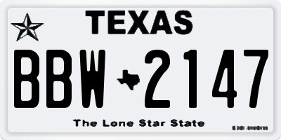 TX license plate BBW2147