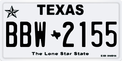 TX license plate BBW2155
