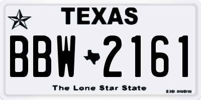 TX license plate BBW2161