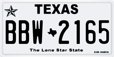 TX license plate BBW2165