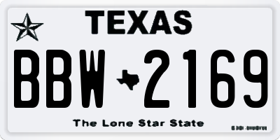 TX license plate BBW2169
