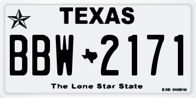 TX license plate BBW2171